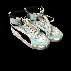 🌟Puma Karmen Rebelle Mid Women's Platform‎ Sneakers, Size 6 blue, white, black